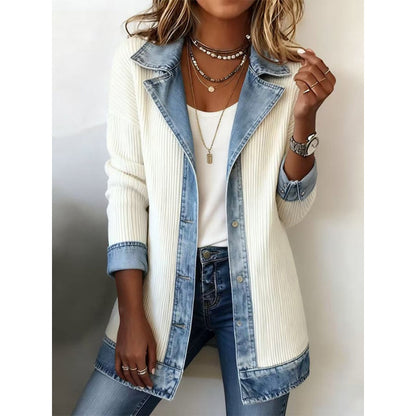 Womens Fashion Slim-fit Long-sleeve Patchwork Jacket