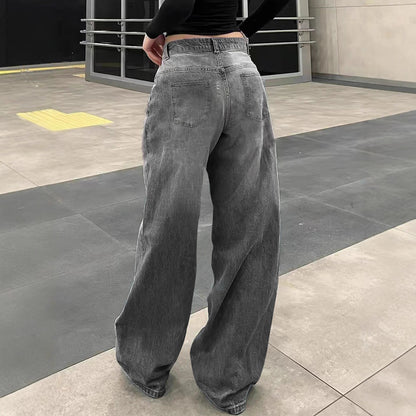Casual Retro All-matching Wide Leg Denim Trousers