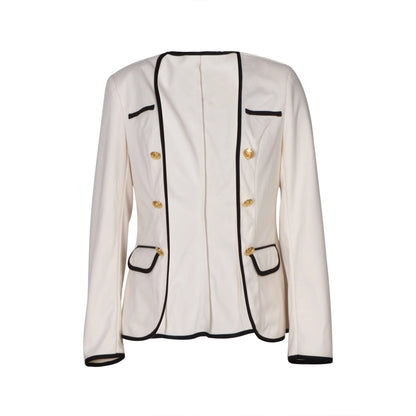 Color-Block Patchwork Long-Sleeve Jacket With Buttons