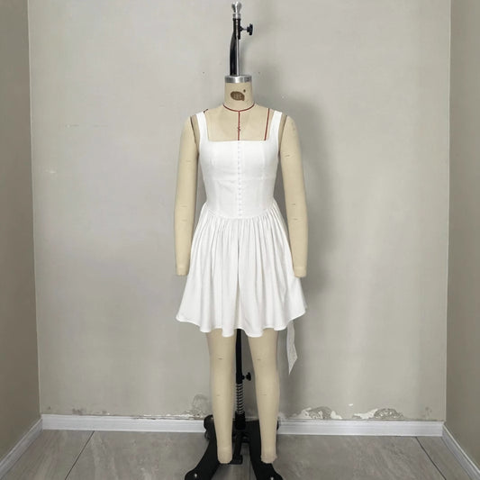 Mini Dress With French-style Button Detailing